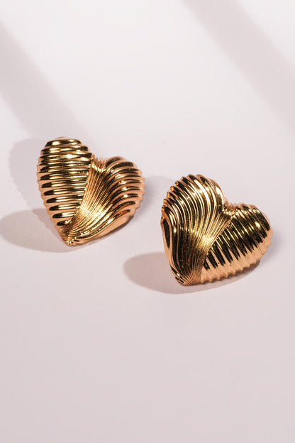 Textured Heart Stud Earrings 