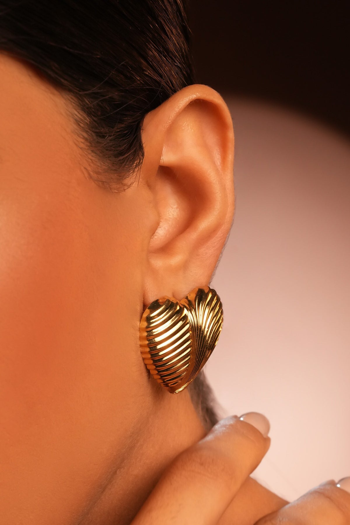 Textured Heart Stud Earrings 