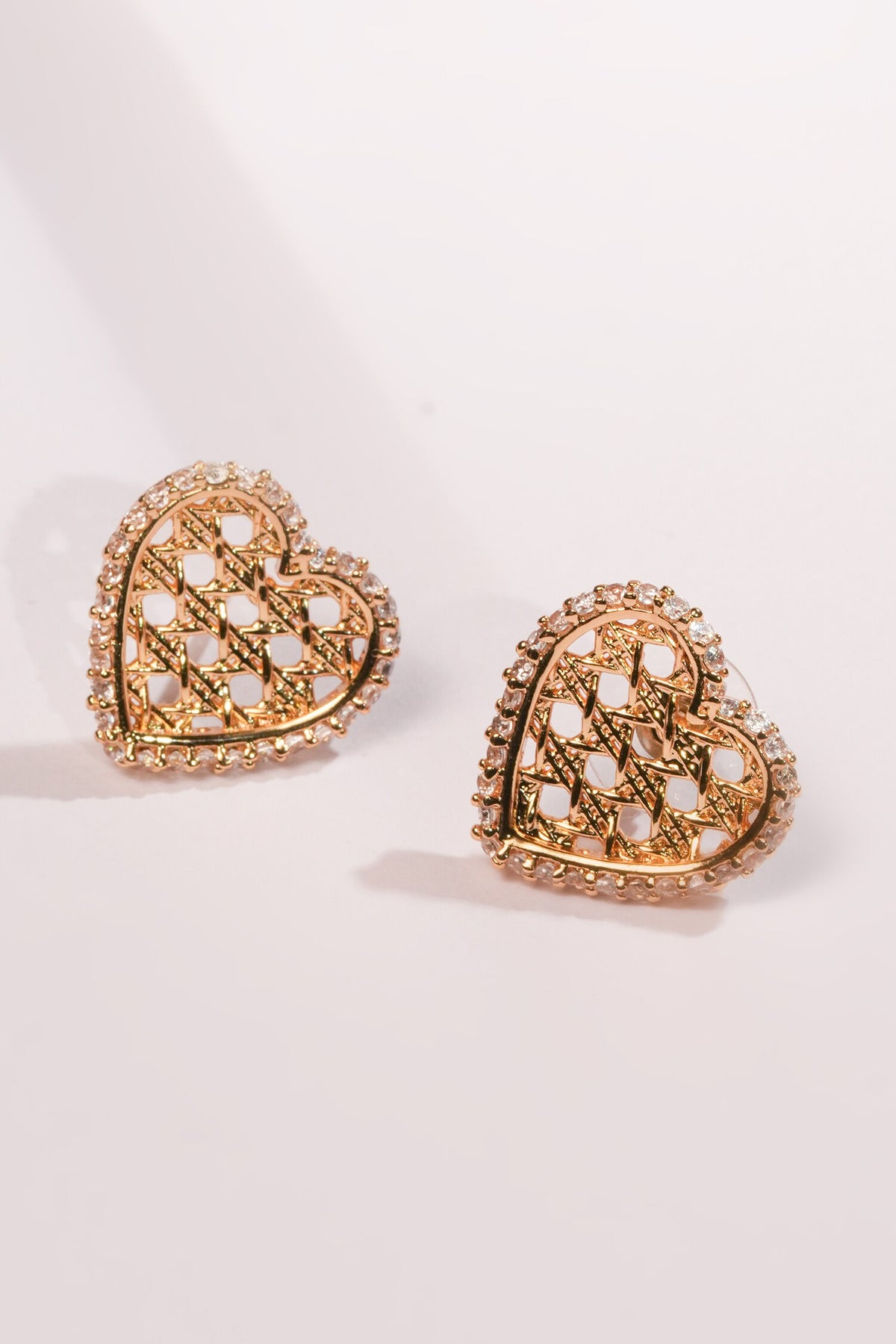 Textured Stone Heart Stud Earrings 