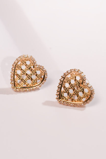 Textured Stone Heart Stud Earrings 