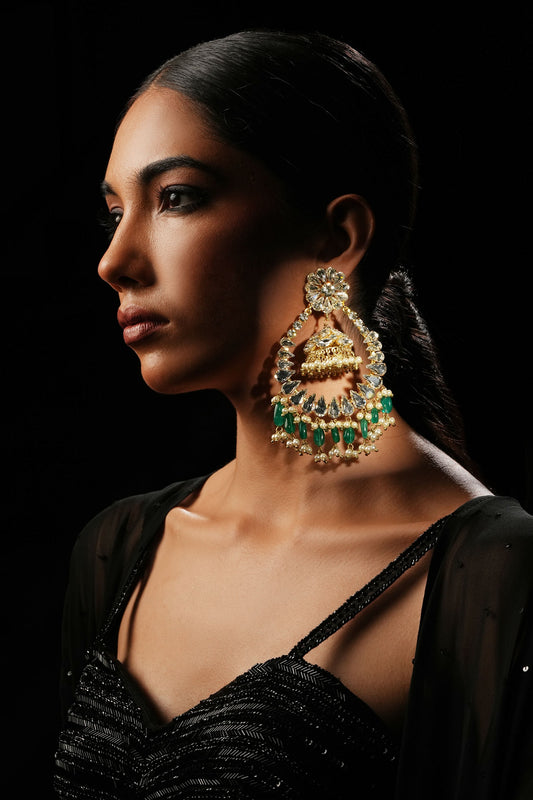 Crystal Bead Tasselled Chandbalis 