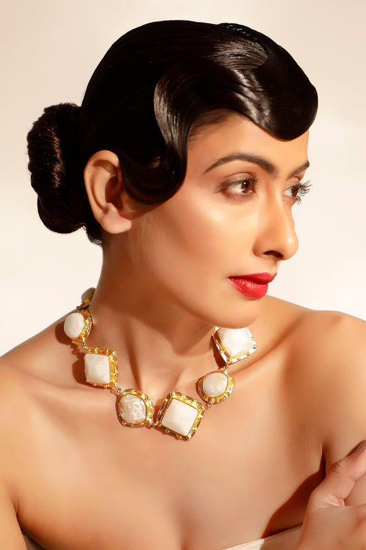 Gold Plated Geometric Choker Necklace 