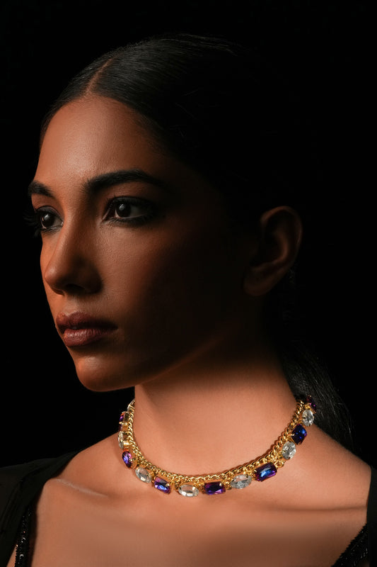 Gold Plated Crystal Choker Necklace 