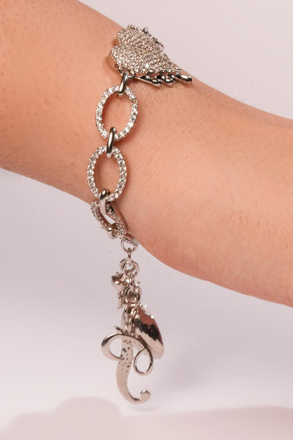 Silver Crystal Heart Dripping Bracelet 