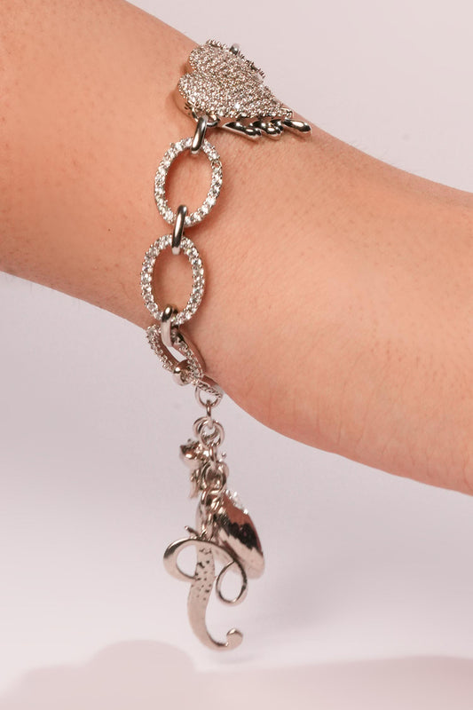 Silver Crystal Heart Dripping Bracelet 