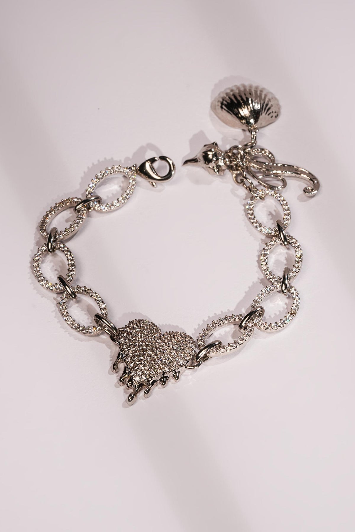Silver Crystal Heart Dripping Bracelet 