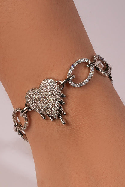 Silver Crystal Heart Dripping Bracelet 