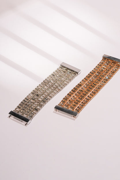 Silver Multi Row Crystal Link Bracelet 