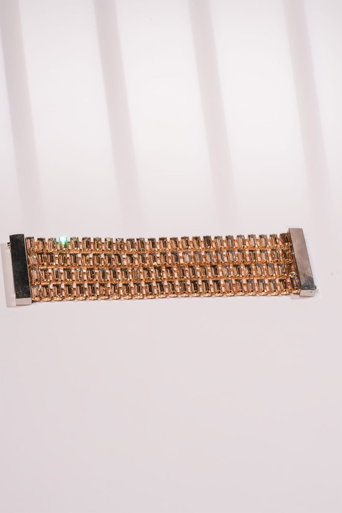 Gold Crystal Embellished Multi Row Bracelet 