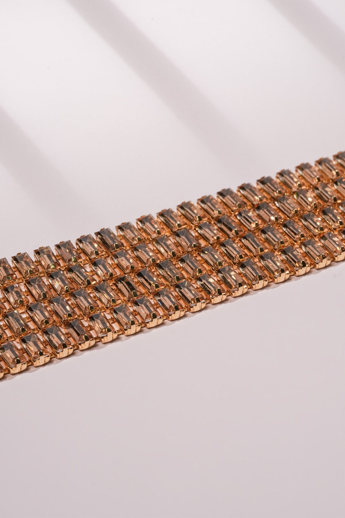 Gold Crystal Embellished Multi Row Bracelet 