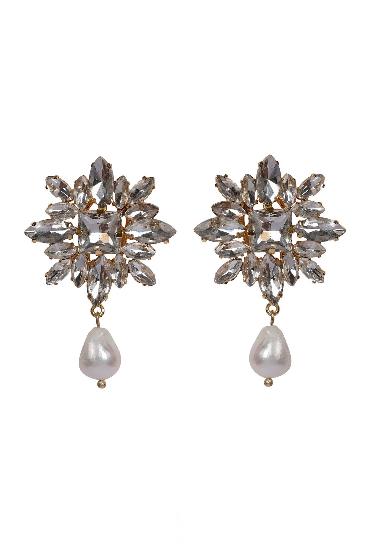 Crystal & Baroque Pearl Drop Earrings 