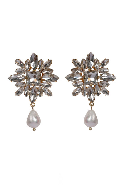 Crystal & Baroque Pearl Drop Earrings 