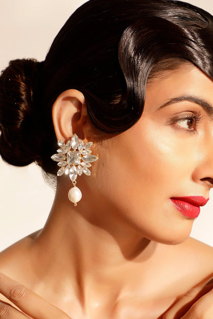 Crystal & Baroque Pearl Drop Earrings 