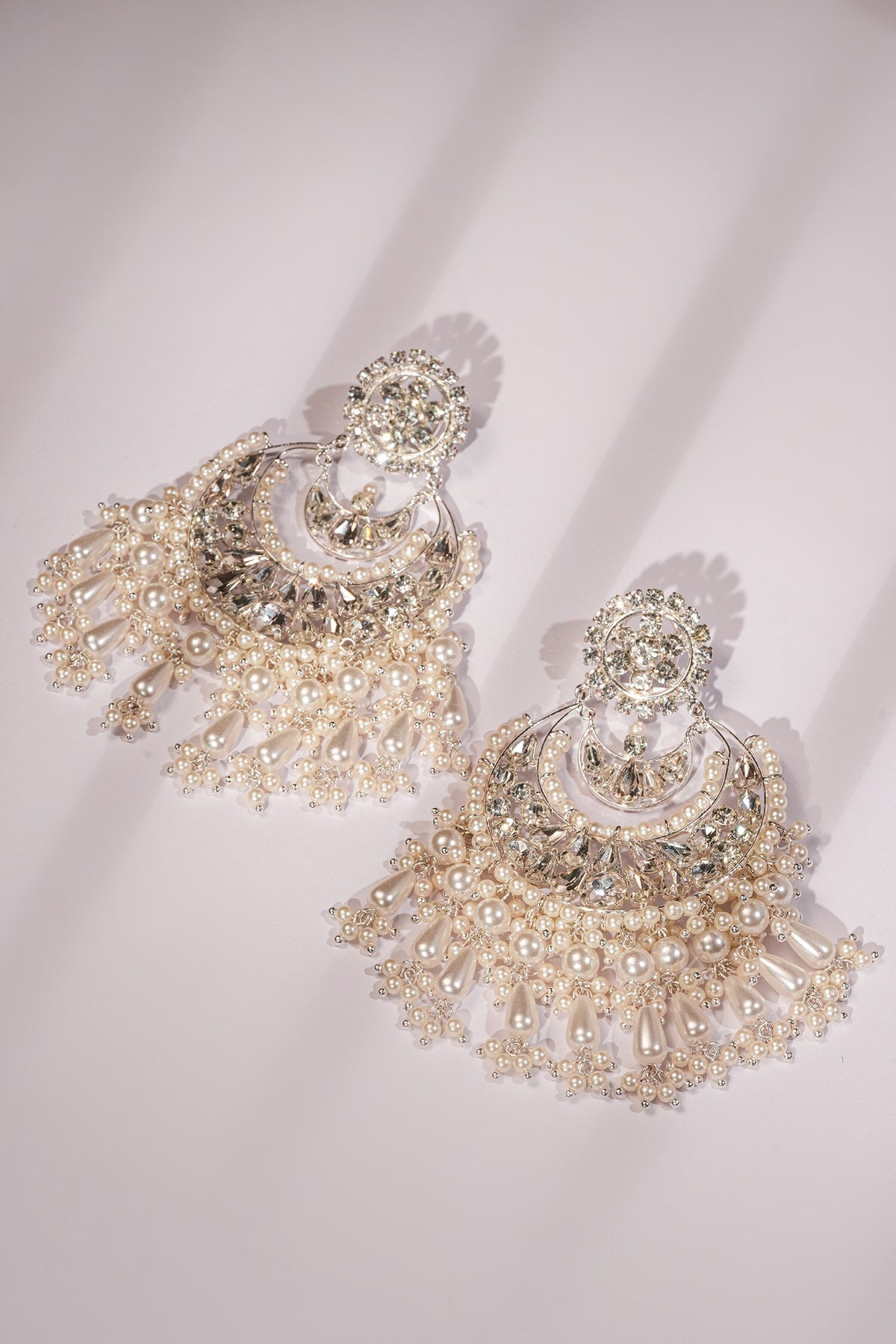 Pearl & Crystal Half Moon Chandbalis 