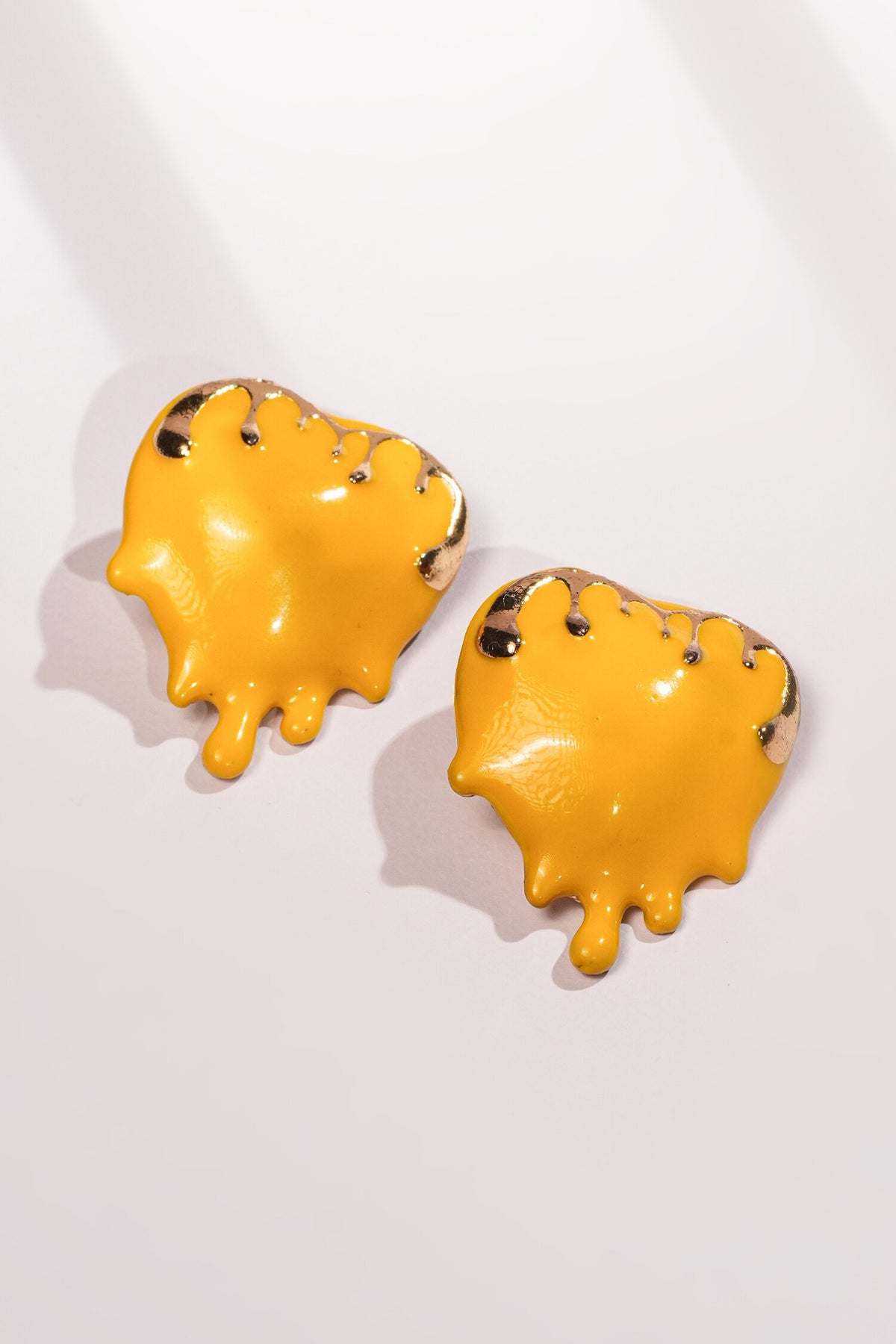Gold Plated Dripping Heart Studs 