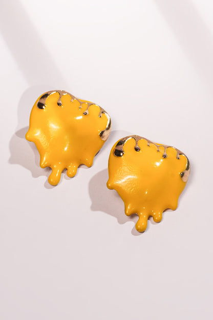 Gold Plated Dripping Heart Studs 