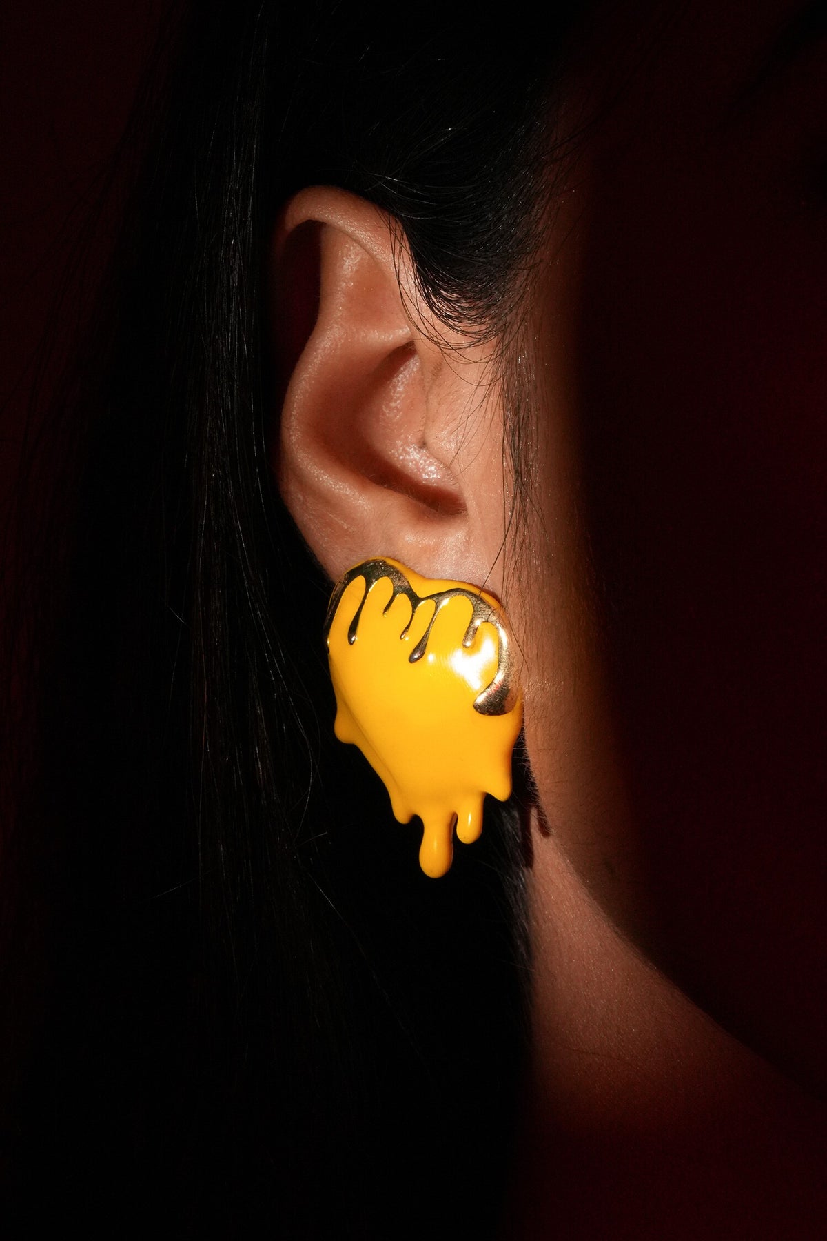 Gold Plated Dripping Heart Studs 