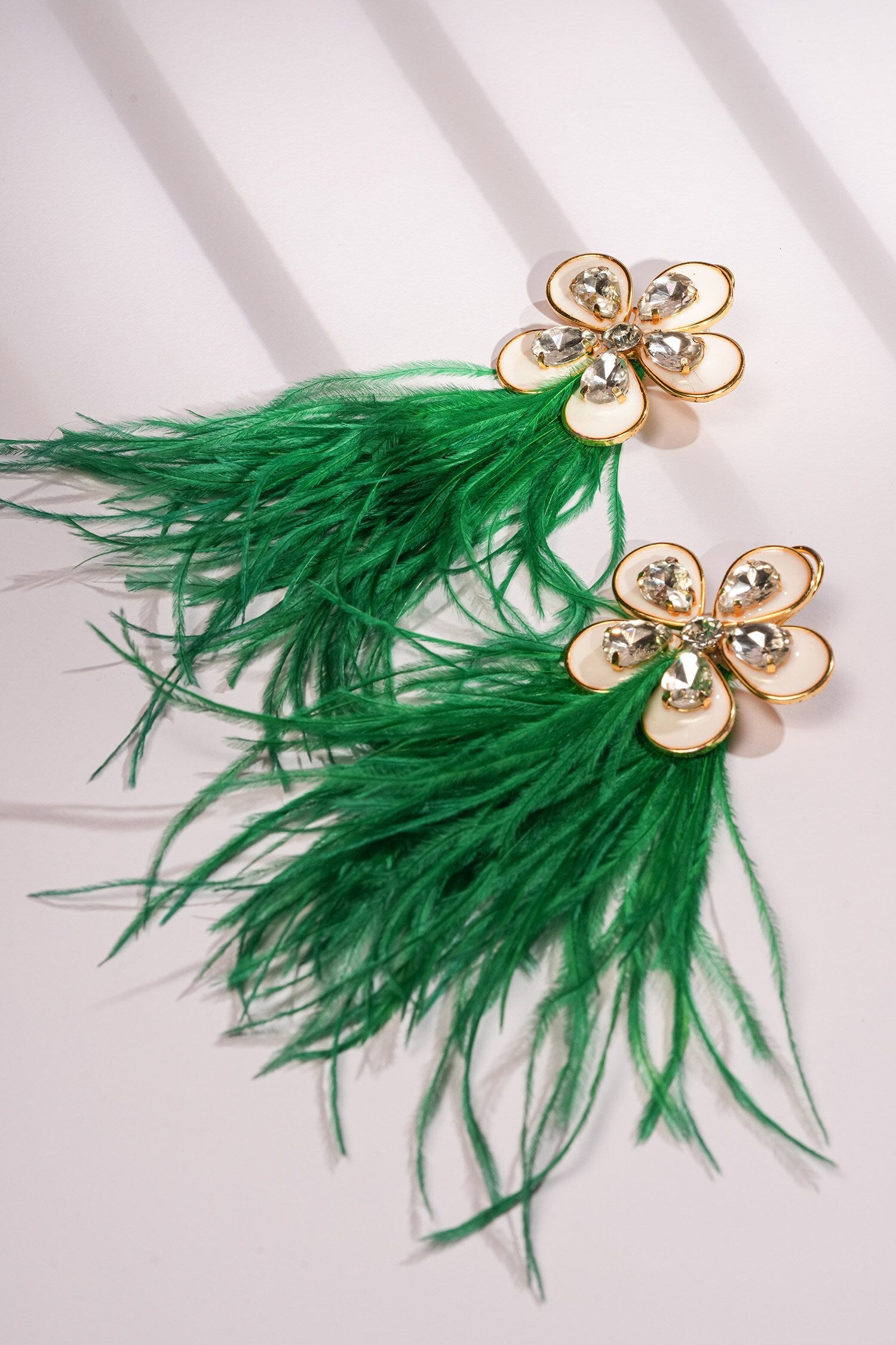 Daisy Crystal Feather Danglers 