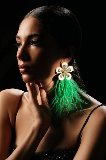 Daisy Crystal Feather Danglers 