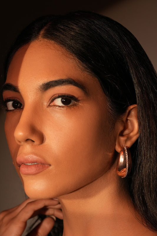 Crystal Embellished Bean Shaped Studs 