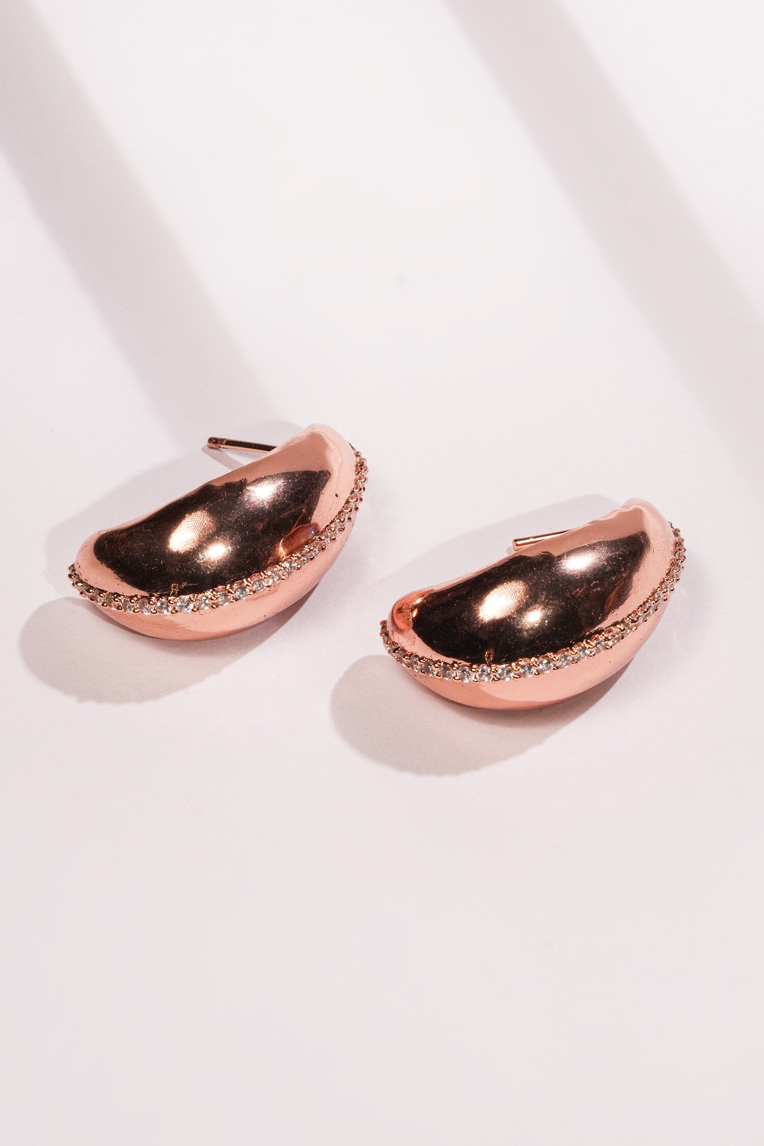 Crystal Embellished Bean Shaped Studs 
