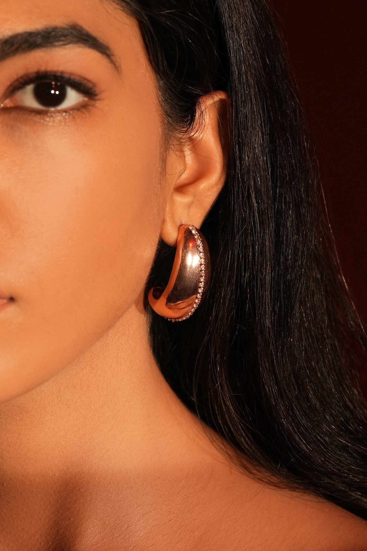 Crystal Embellished Bean Shaped Studs 