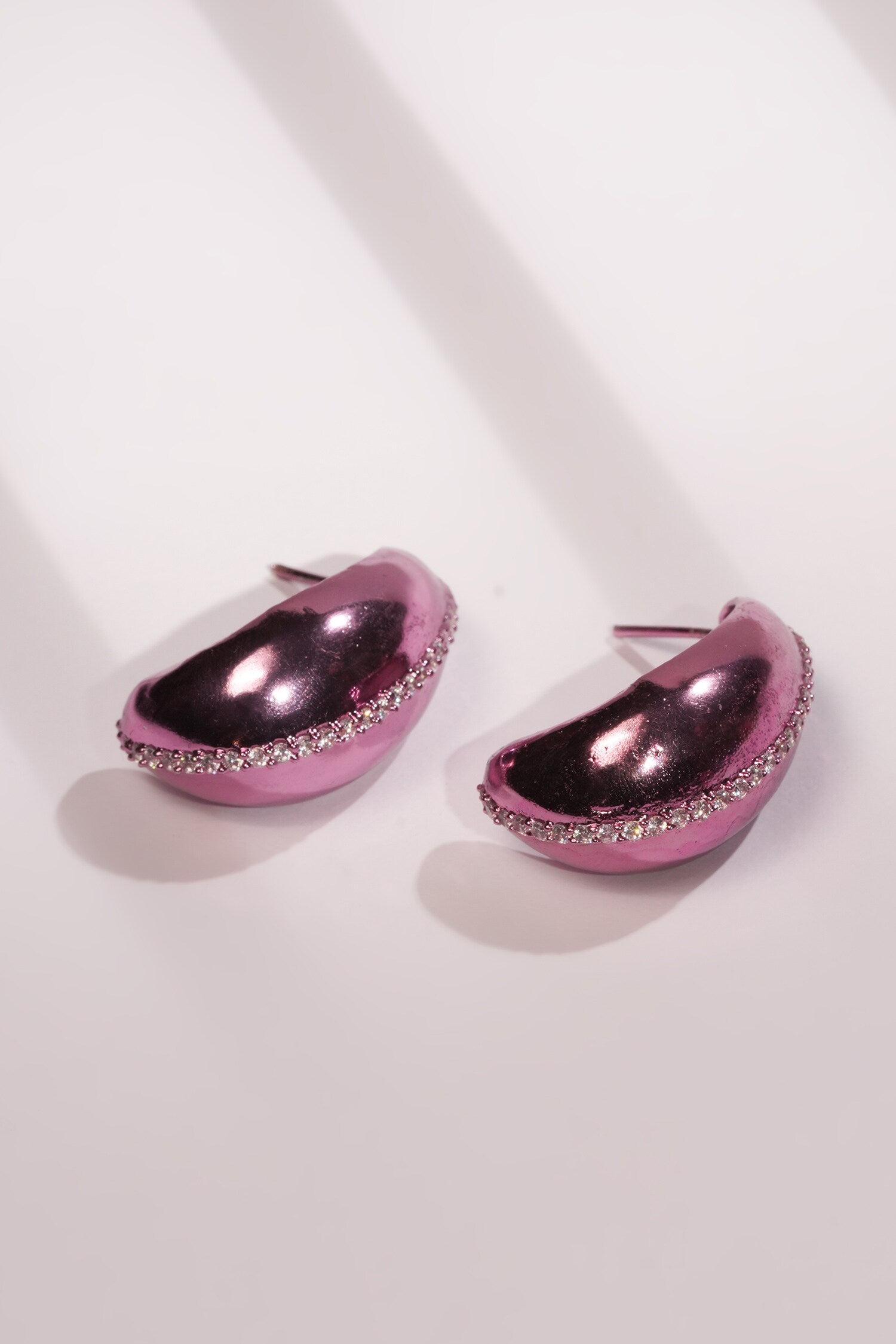 Gold Plated Crystal Bean Shaped Studs 
