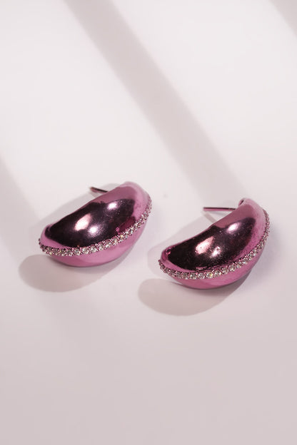 Gold Plated Crystal Bean Shaped Studs 
