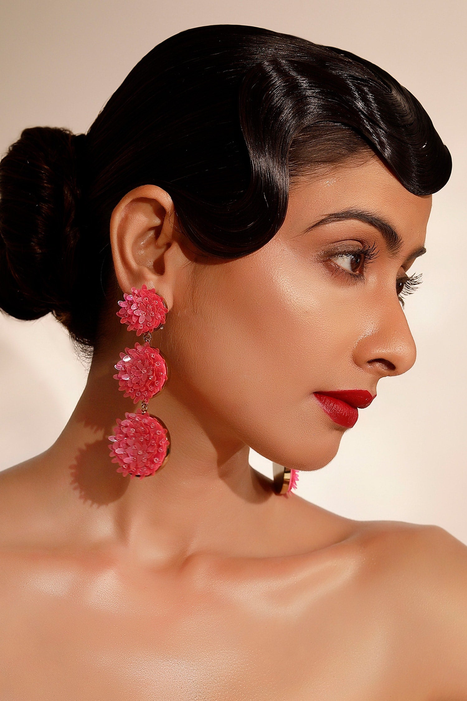Floral Sequin Dangler Earrings 