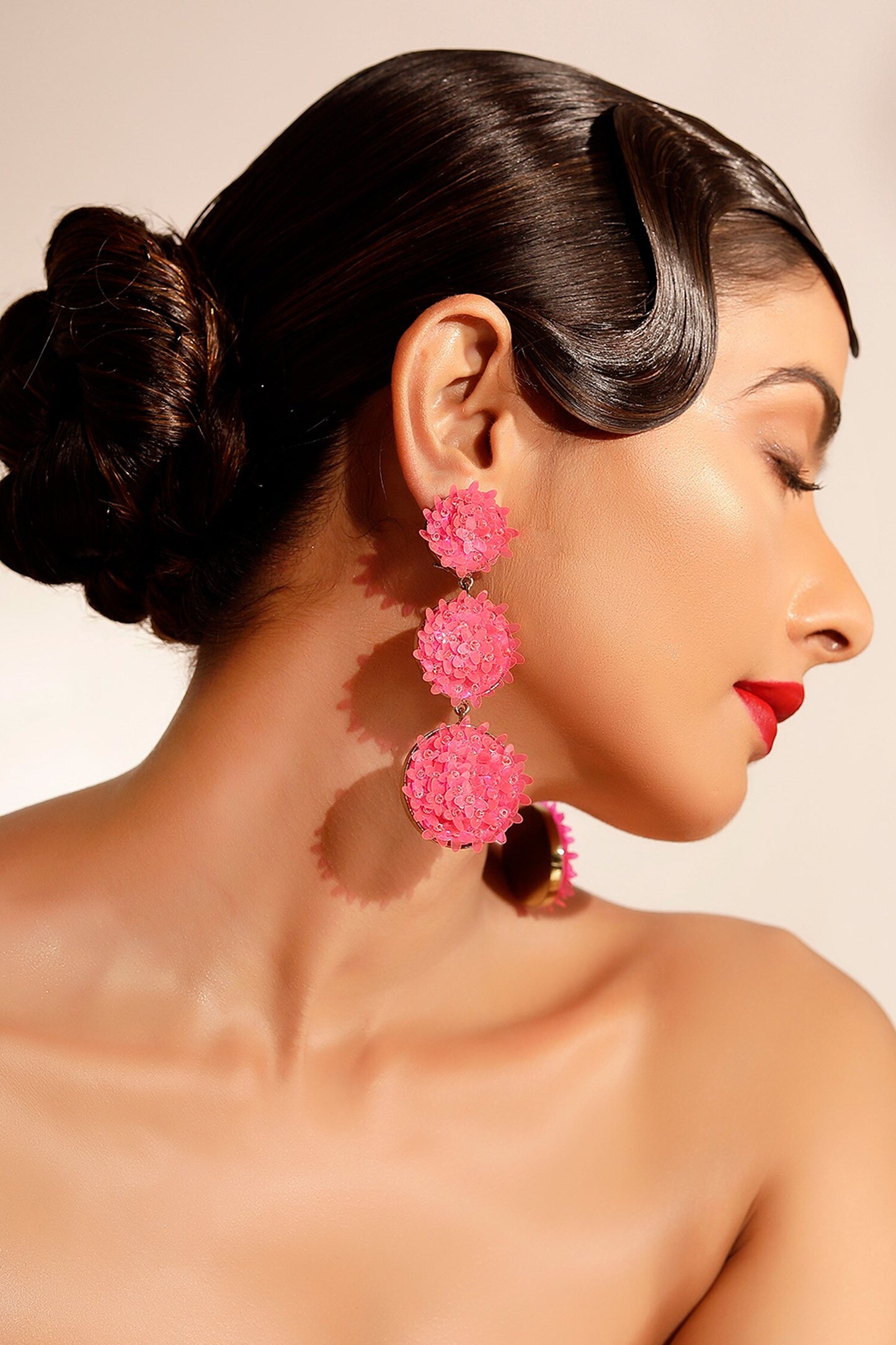 Floral Sequin Dangler Earrings 
