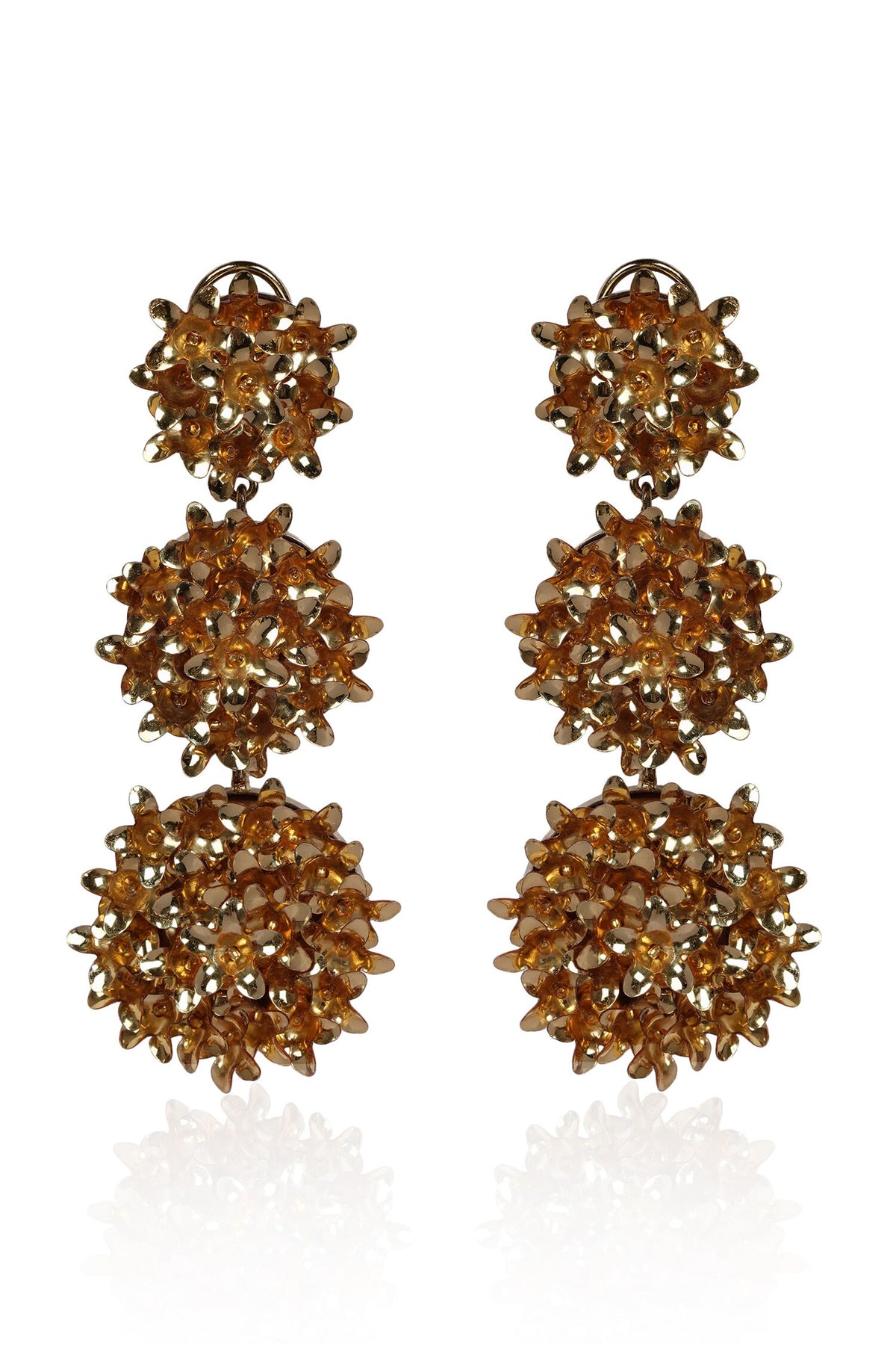 Gold Sequin Floret Dangler Earrings 