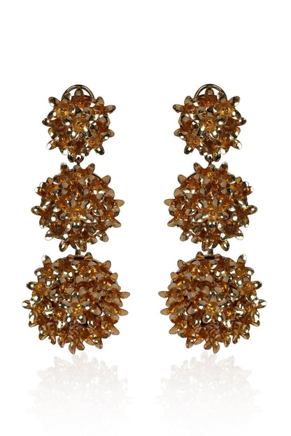 Gold Sequin Floret Dangler Earrings 
