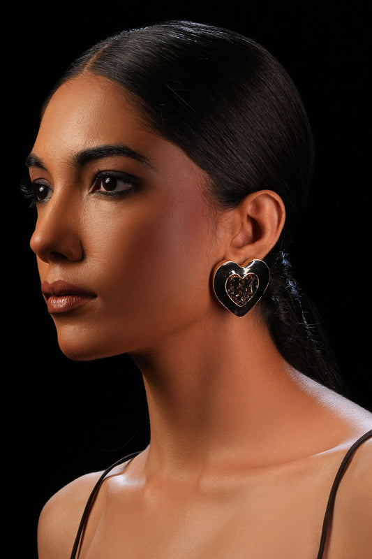 Gold Plated Heart Shaped Stud Earrings 