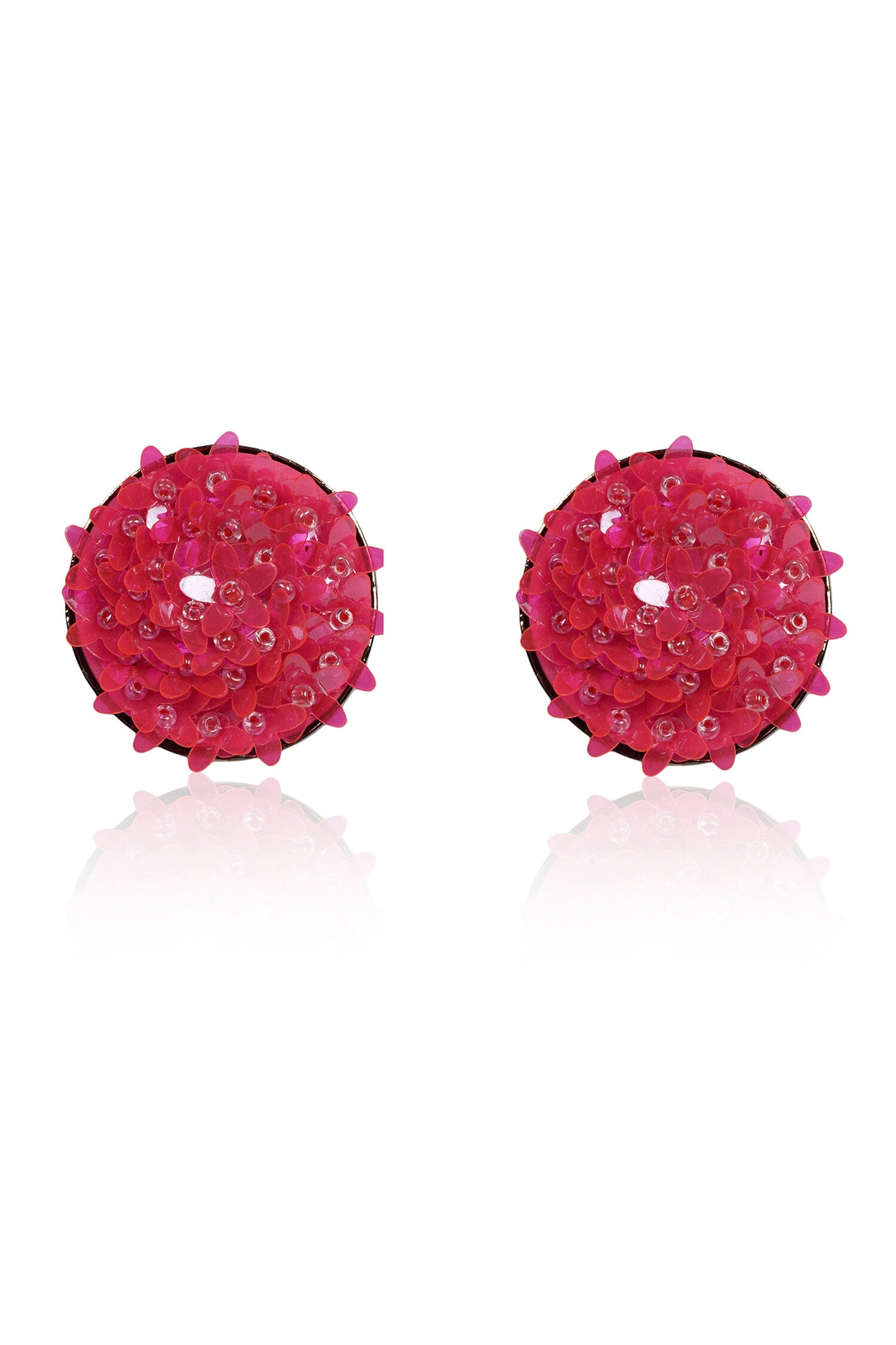 Pink Sequin Embellished Stud Earrings 