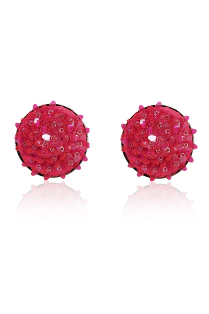 Pink Sequin Embellished Stud Earrings 