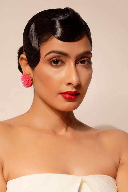 Pink Sequin Embellished Stud Earrings 