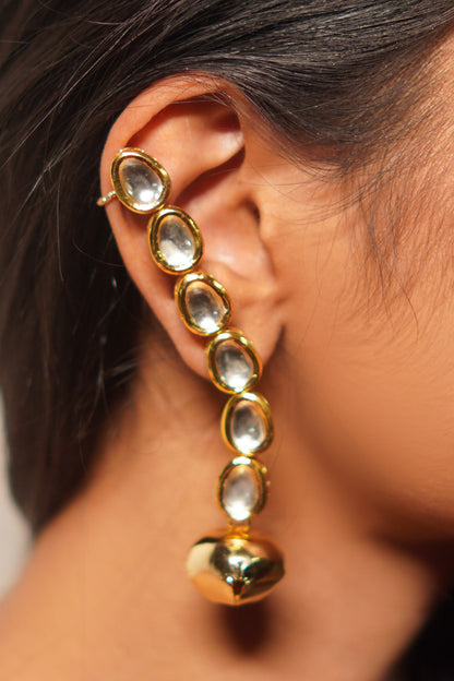 Gold Kundan Embellished Ear Cuffs 