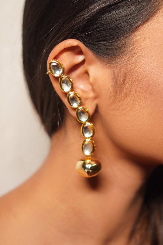 Gold Kundan Embellished Ear Cuffs 