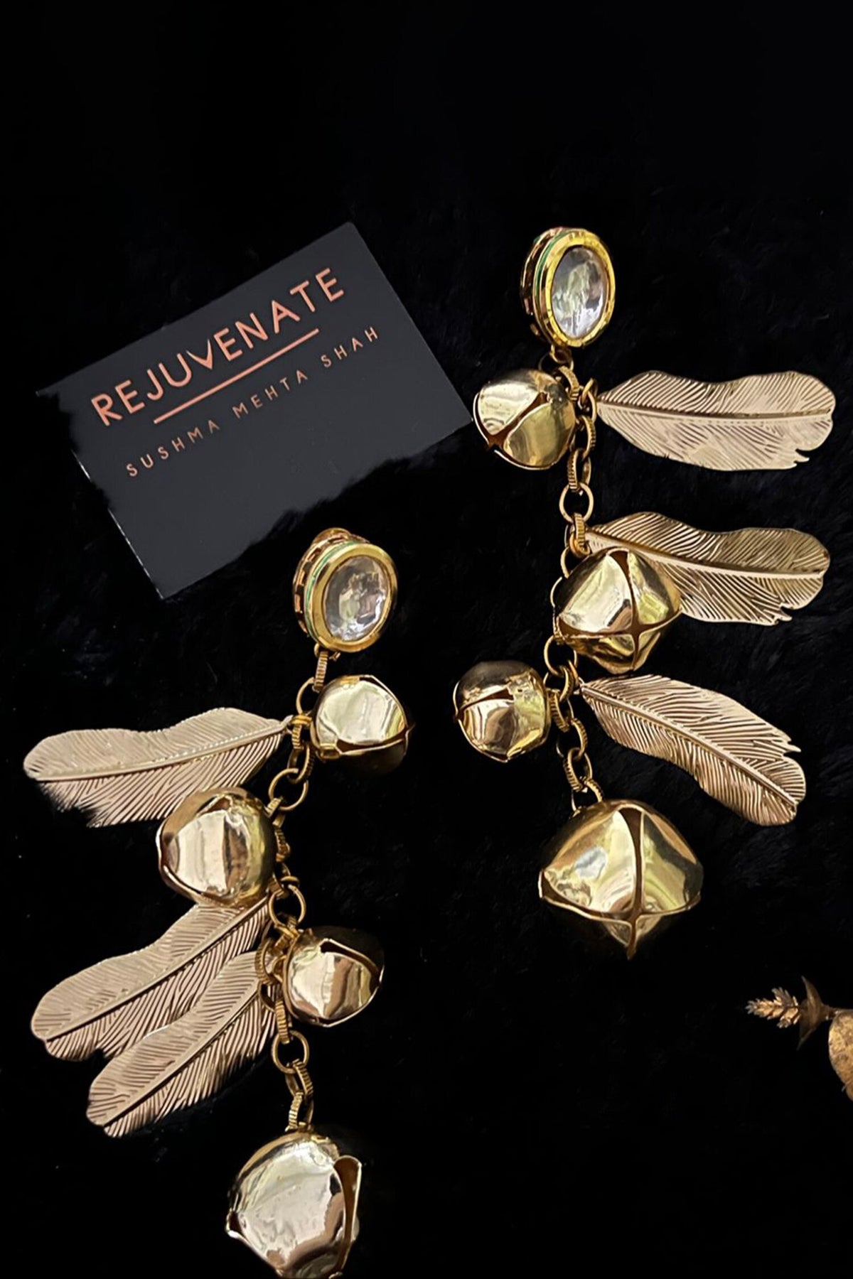 Gold Kundan Ghungroo Long Earrings 