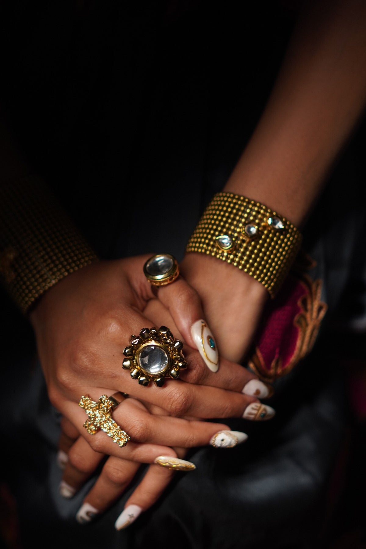 Gold Kundan Studded Ring 