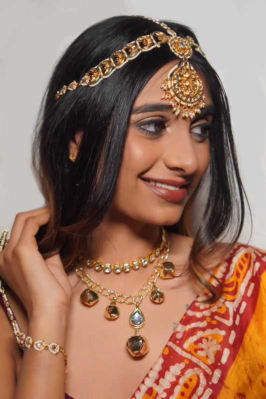 Gold Kundan Layered Pendant Necklace 