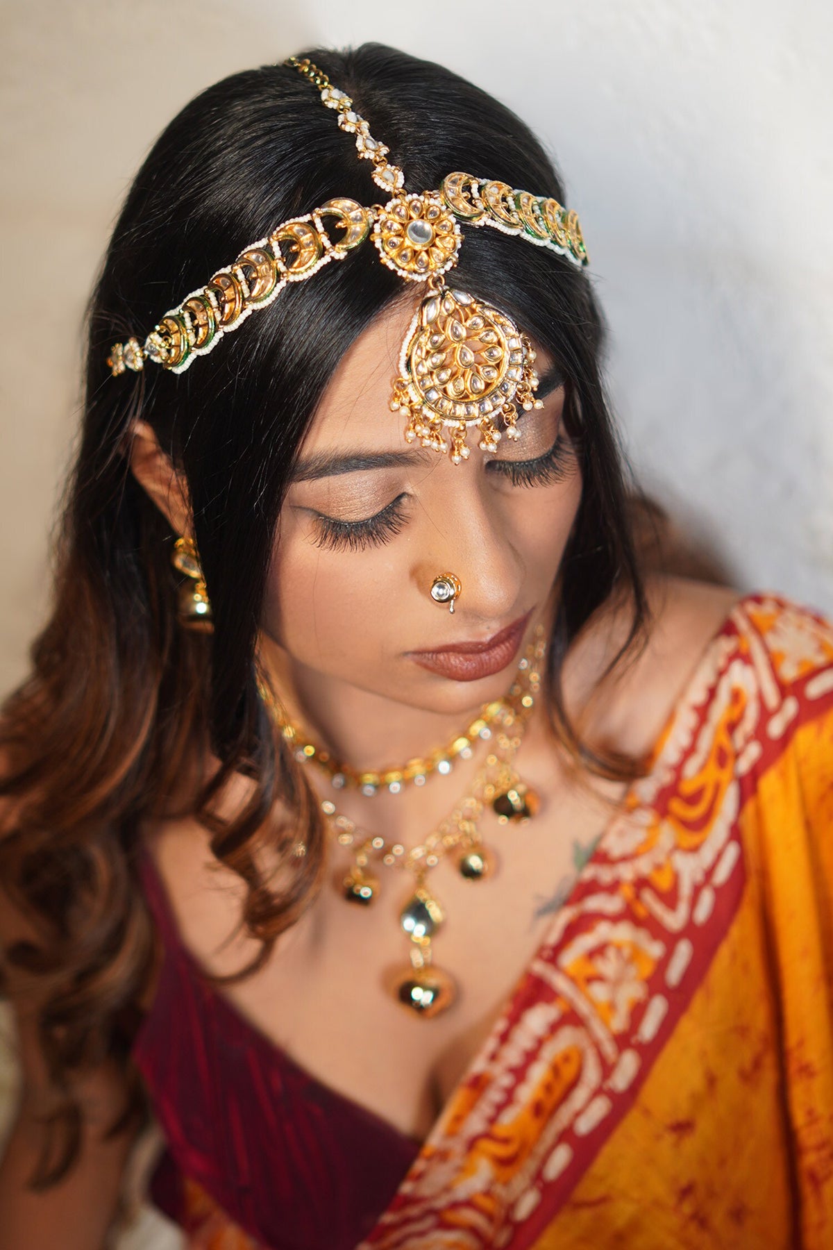 Gold Kundan Bead Embellished Mathapatti 