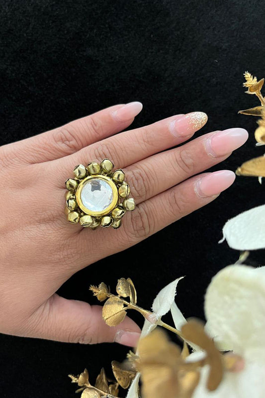 Kundan Ghungroo Embellished Designer Ring 