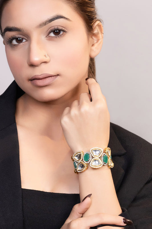 Moissanite Clustered Gold Bracelet 