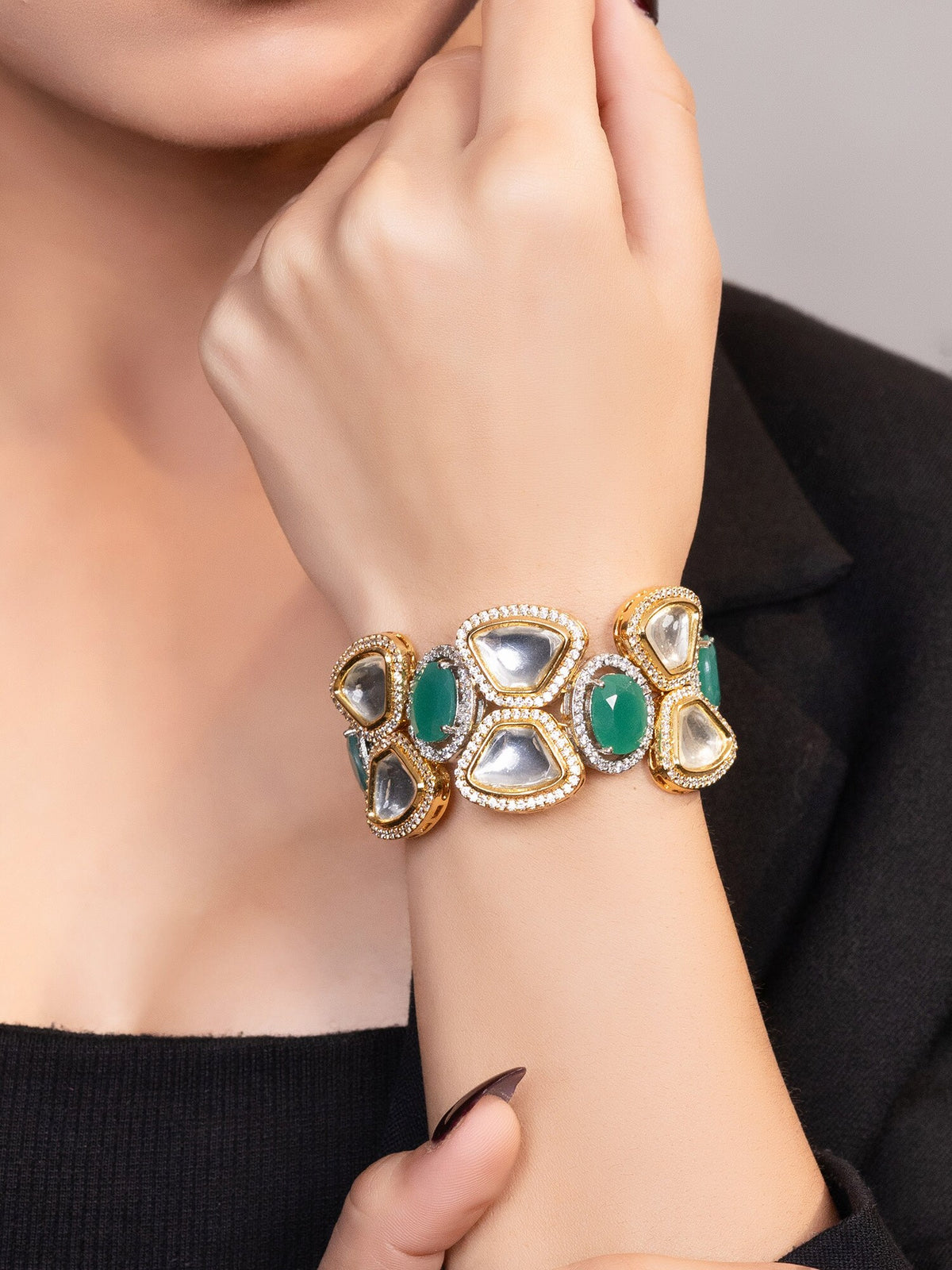Moissanite Clustered Gold Bracelet 