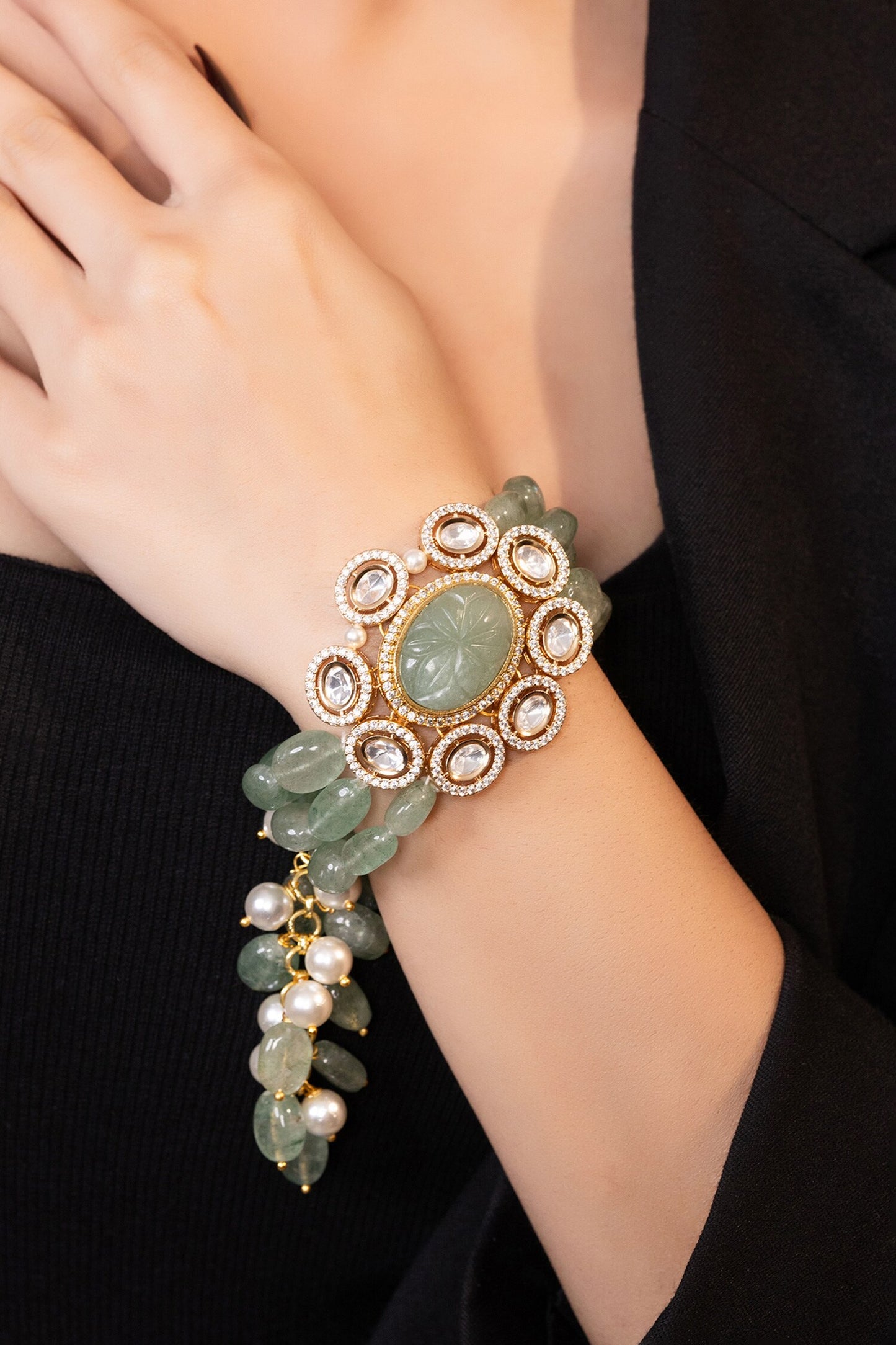 Bead Moissanite Floral Bracelet 