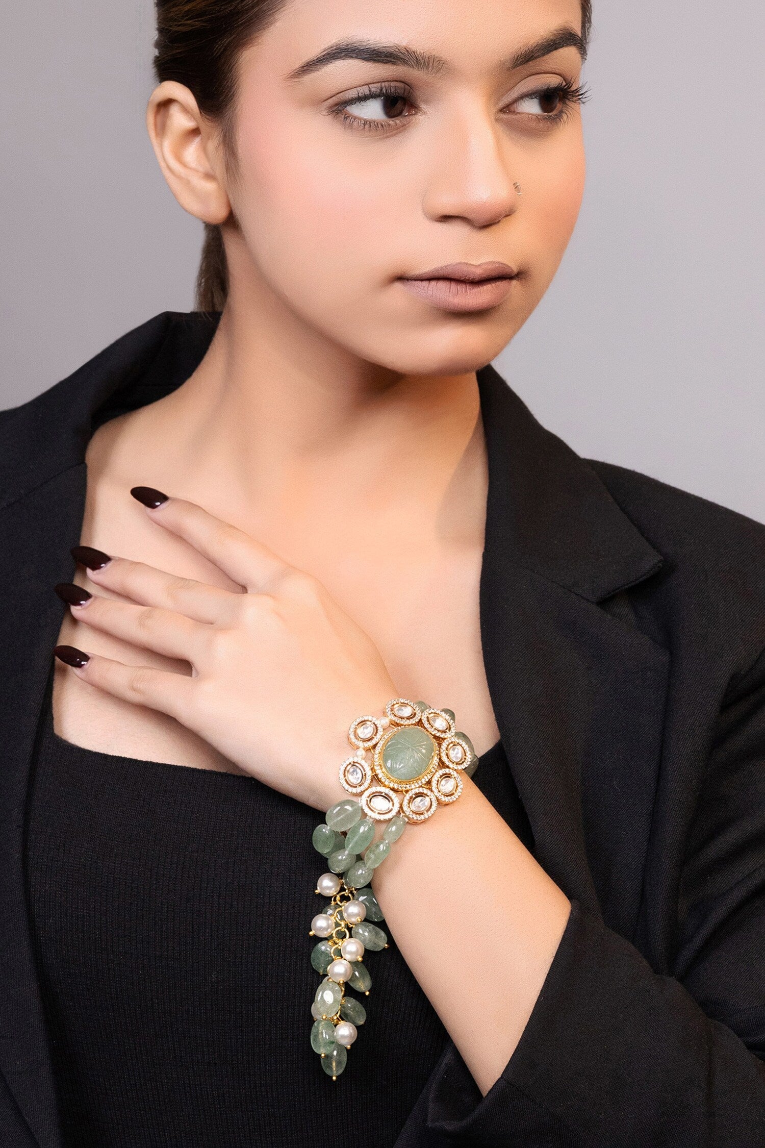 Bead Moissanite Floral Bracelet 
