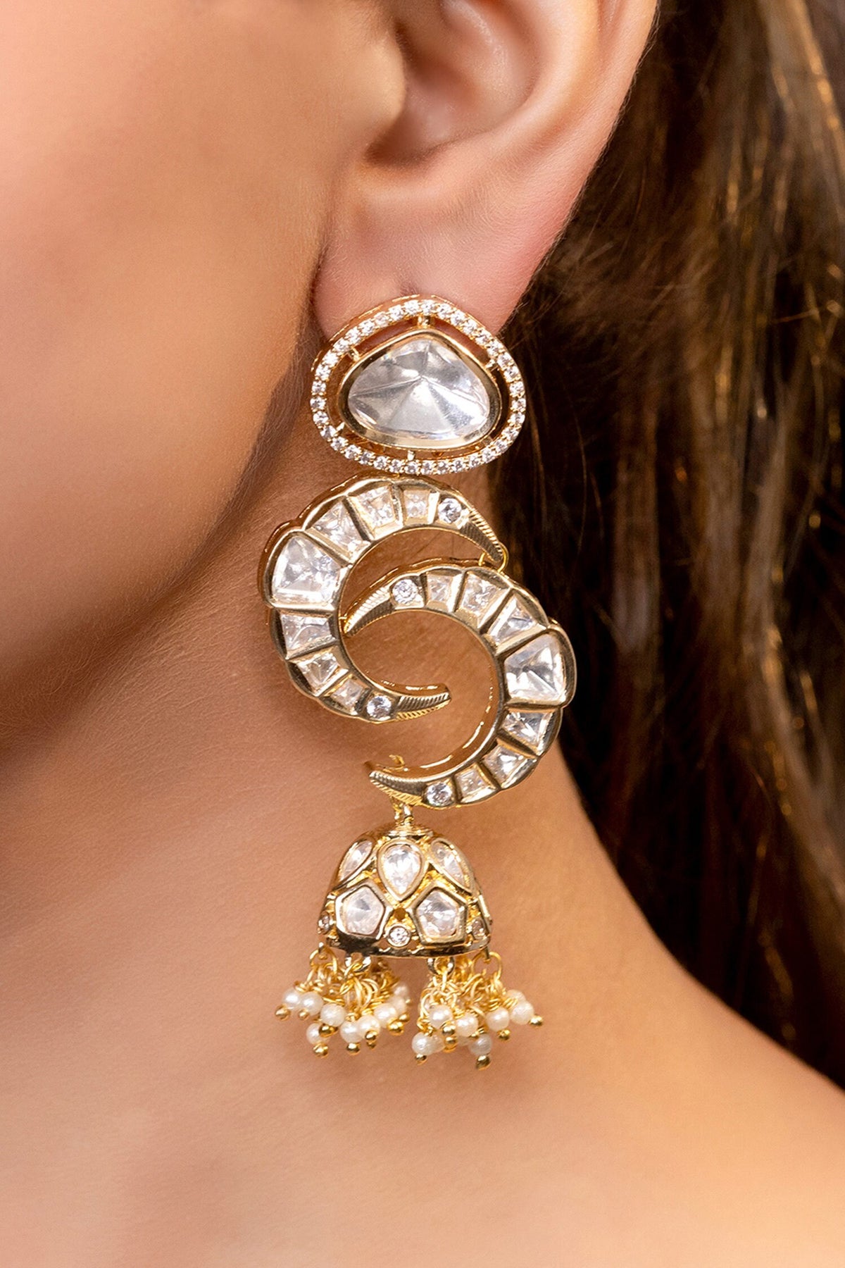 Moissanite Crescent Jhumka 