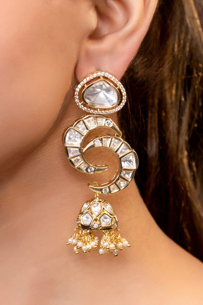 Moissanite Crescent Jhumka 
