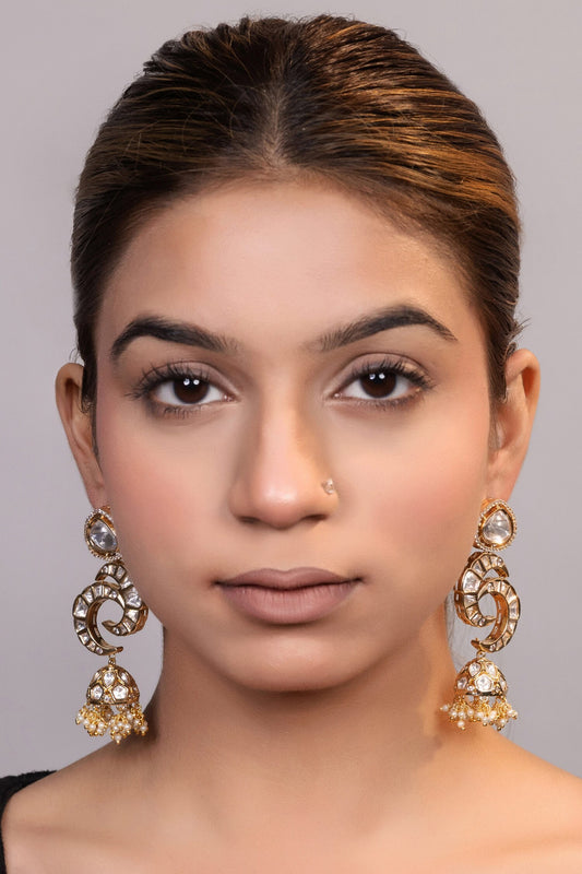 Moissanite Crescent Jhumka 